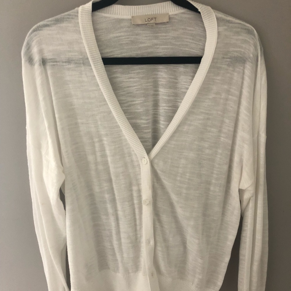 Ann Taylor LOFT Cardigan - White (XL)